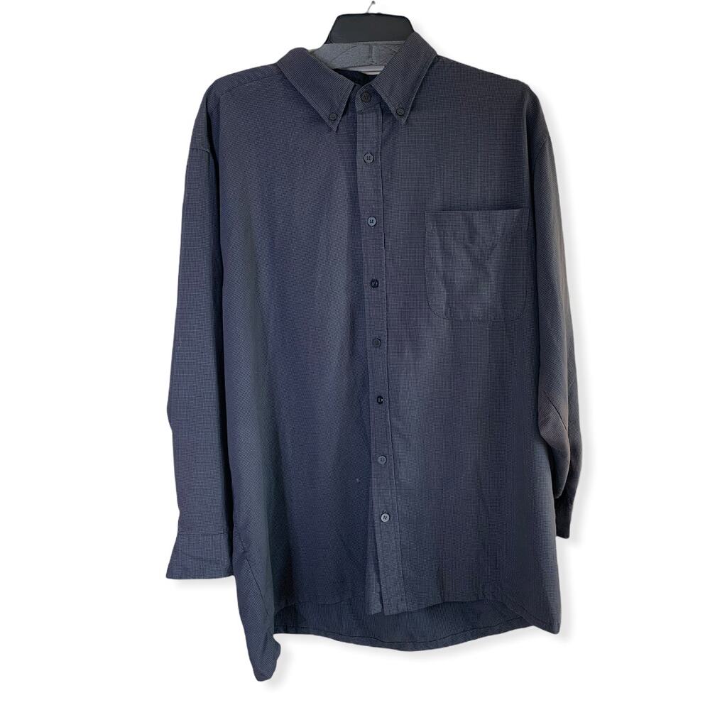 K.A.D. Clothing Co navy blue long sleeve button up dress shirt XL